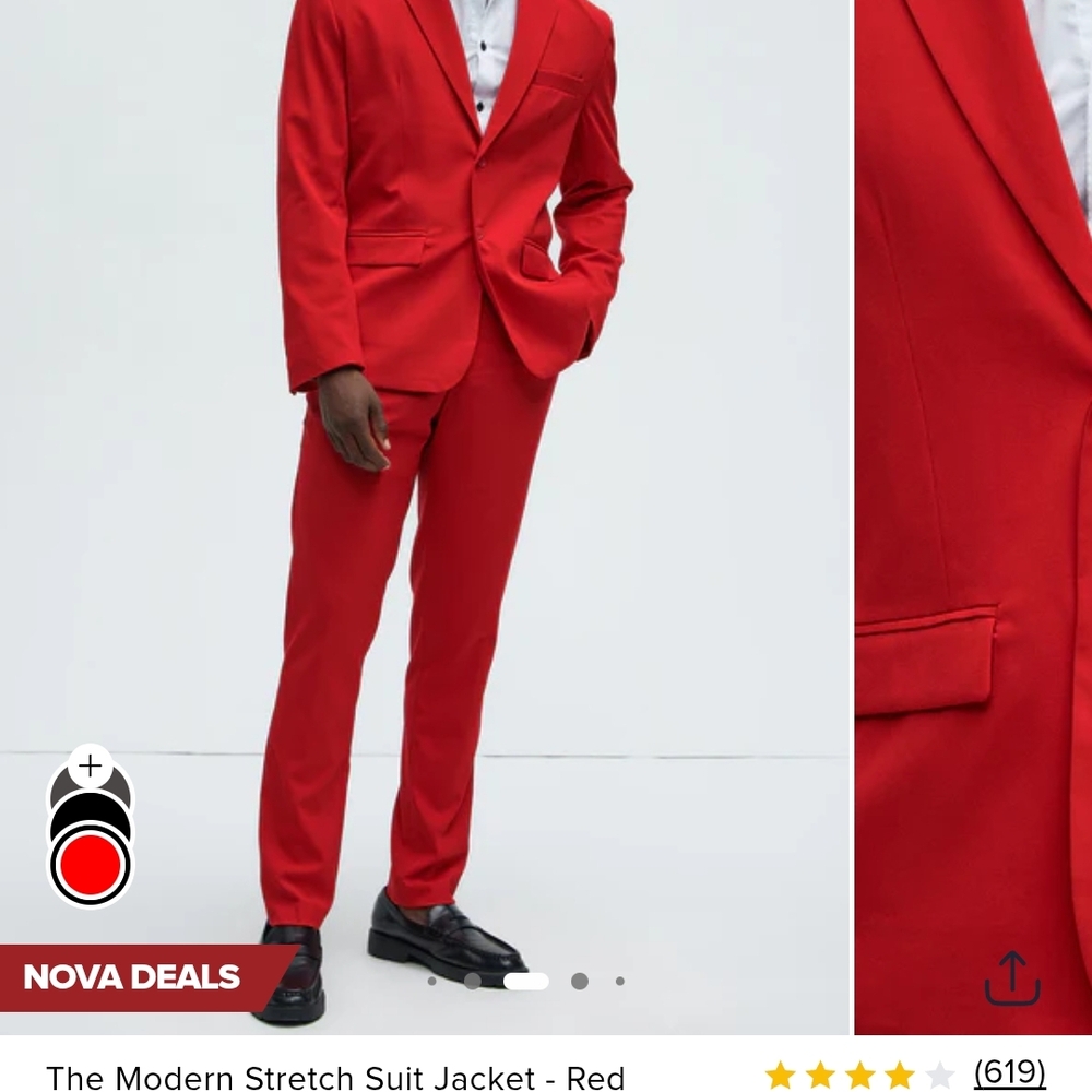 Fashion Nova Men's Red Suit Size Small 32